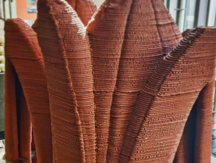 A layered sample with branching forms